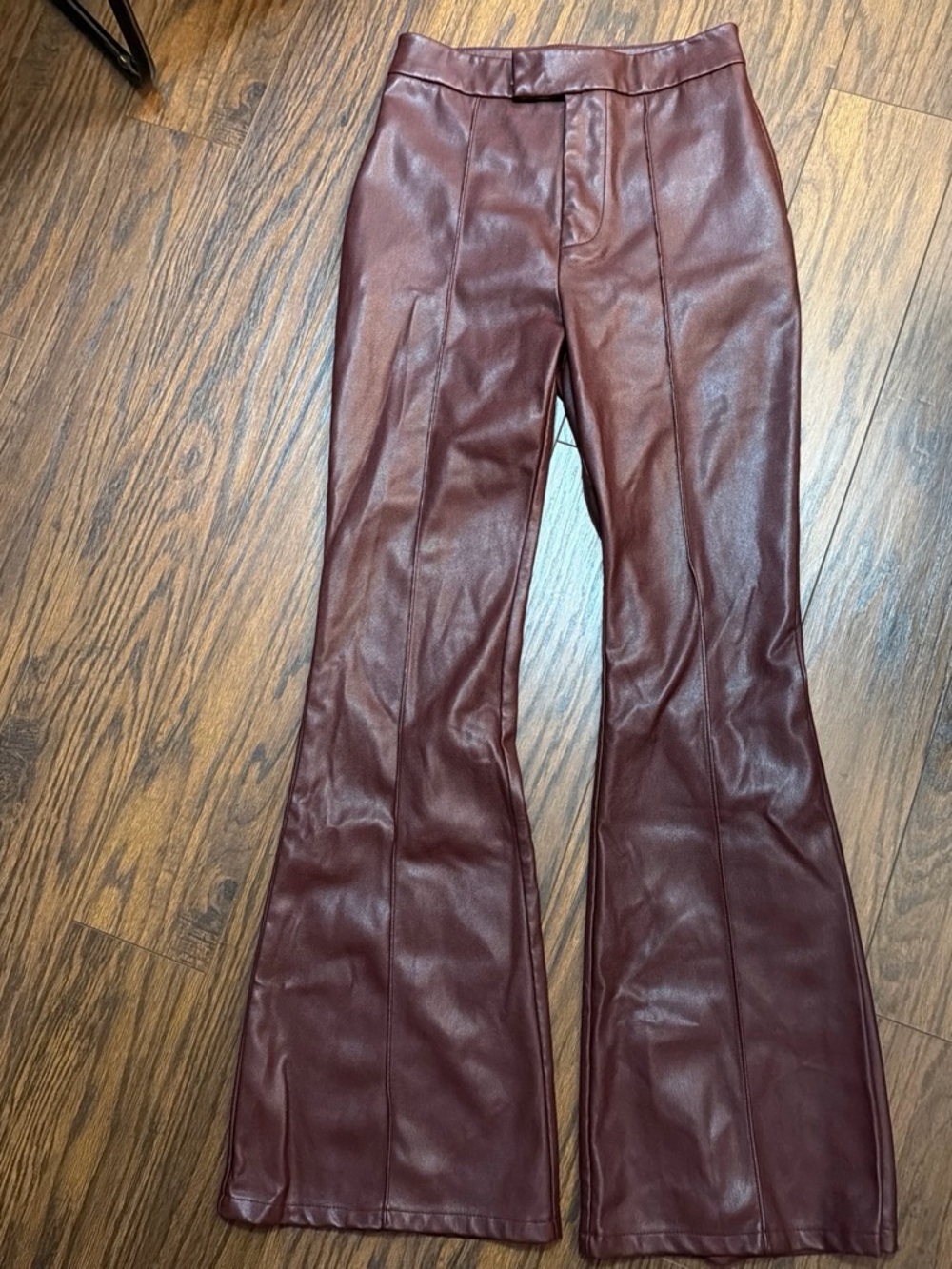 7 For All Mankind Burgundy Faux Leather Leggings